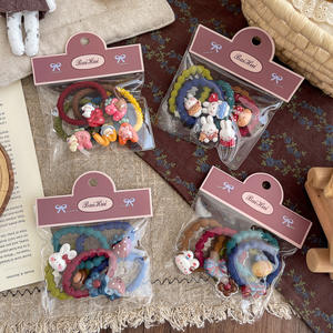 Nouveau lot de 5 bandeaux pour enfants à motifs de dessins animés pour l'automne et l'hiver, <span class=keywords><strong>coiffure</strong></span> chignon très élastique, accessoire capillaire mignon en sachet - Product Image 2