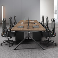 Ensemble de bureau et chaises minimalistes pour quatre personnes avec design en croix et fonction de rangement pour 2/4/6 personnes
