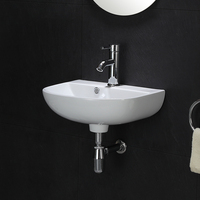Vente d'usine Lavabo rectangulaire en céramique salle de bain tenture murale lavabo camping-car demi-rond lavabo