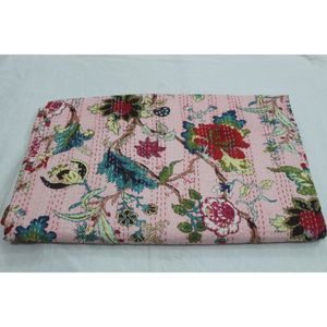 Best Home Decor Indian Kantha <b>Bedspread</b> & Quilt Handmade Printed Cotton Washable Soft Eco-Friendly Housewarming Gift - Product Image 2