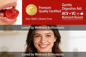 Gomitas de Vinagre de Sidra de Manzana Orgánico para el Control de Peso, Vitamina C, Calcio, Antioxidante, Apoyo Inmunológico, Vegano, Herbal, para Adultos - Product Image 2