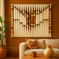 Tapisserie en macramé bohème faite à la main Tenture murale de luxe Art déco avec motif de plante de Noël pour la décoration intérieure Salon Chambre
