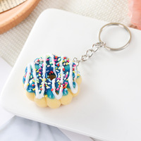 Gantungan Kunci Mini Donat Simulasi Macaron Makanan Krim Gantungan Kunci Mainan Kreatif untuk Kunci