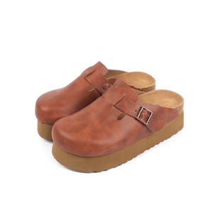 Mules plates d'extérieur de haute qualité, sabots en cuir véritable et <span class=keywords><strong>daim</strong></span> pour hommes et femmes, sandales sabots en liège - Product Image 2