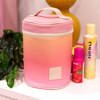 Trousse de Maquillage Cylindrique en Cuir PU Dégradé de Qualité Supérieure avec Séparateurs Ajustables, Boîte de Rangement pour Articles de Toilette et Maquillage
