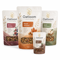 Sachet Doypack Premium pour Snacks Soufflés, à Soufflet Latéral, Refermable avec Fermeture Éclair, Barrière à l'Oxygène, 250g 500g