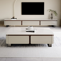 Nouvelle arrivée Meuble TV et table basse en bois massif de luxe Combinaison de rangement pour petits appartements Prêt à être expédié Fabriqué en Chine