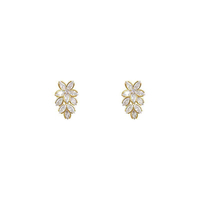 Anting-anting Rumbai Bunga Mewah Alloy untuk Wanita, Anting-anting Liontin Kaca Geometris Kristal, Perhiasan Pesta Pernikahan