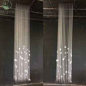 Decorazione del soffitto della sala per matrimoni rifiniti in acrilico pezzi appesi sfondo del palcoscenico di nozze oggetti di scena decorativi per tenda con perline - Product Image 1