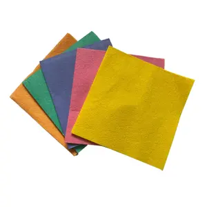 Pano de limpeza amarelo multiuso super absorvente impresso em tecido não tecido perfurado com agulha de poliéster viscose