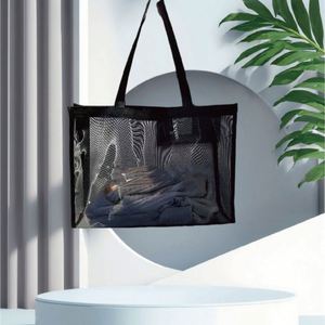 Bolsa de Playa Grande de Malla con Bolsillo con Cremallera, Bolsa de Hombro para Juguetes de Piscina, para Viajes Familiares, Vacaciones, Regalos Promocionales - Product Image 2