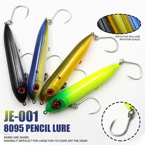 KOMCAMCIS Nouveau LE-001 Leurre flottant réaliste de type crayon de 5 pouces avec hameçon 8095 pour la pêche au <span class=keywords><strong>silure</strong></span> et au black-bass en eau douce et salée - Product Image 1