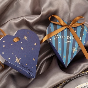 Boîte à bonbons en forme de coeur en forme de ruban imprimé rayé cadeau de faveur de mariage pour la Saint-Valentin fête l'heure du thé décor de table - Product Image 6
