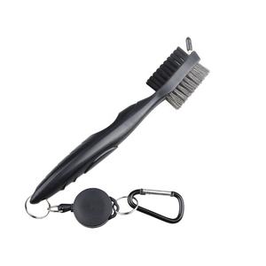 Limpiador de zanjas multifuncional de doble cara para palos de golf, cepillo de limpieza para palos de golf con clip de tirolesa retráctil, venta al por mayor - Product Image 6