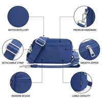 Sac bandoulière bleu personnalisé, mini sac à bandoulière en nylon, pochette de voyage pour téléphone avec dragonne, doublure en polyester, tendance et portable