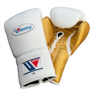 Guantes de Boxeo Profesionales Dorados con Cordones, de Cuero Genuino, Transpirables, con Agarre Completo para los Dedos, Correa de Muñeca Ajustable, Guantes Altos - Product Image 1