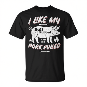 T-shirt humoristique pour femme à manches courtes et col rond, motif « Pork Pulled Barbecue » (viande de porc rôties), en soie, pour activités promotionnelles - Product Image 3