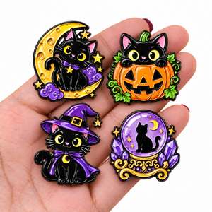 Badge métallique personnalisé en gros, épinglette émaillée sur mesure pour Halloween, idéal pour événements, cadeaux promotionnels, costumes et souvenirs - Product Image 2