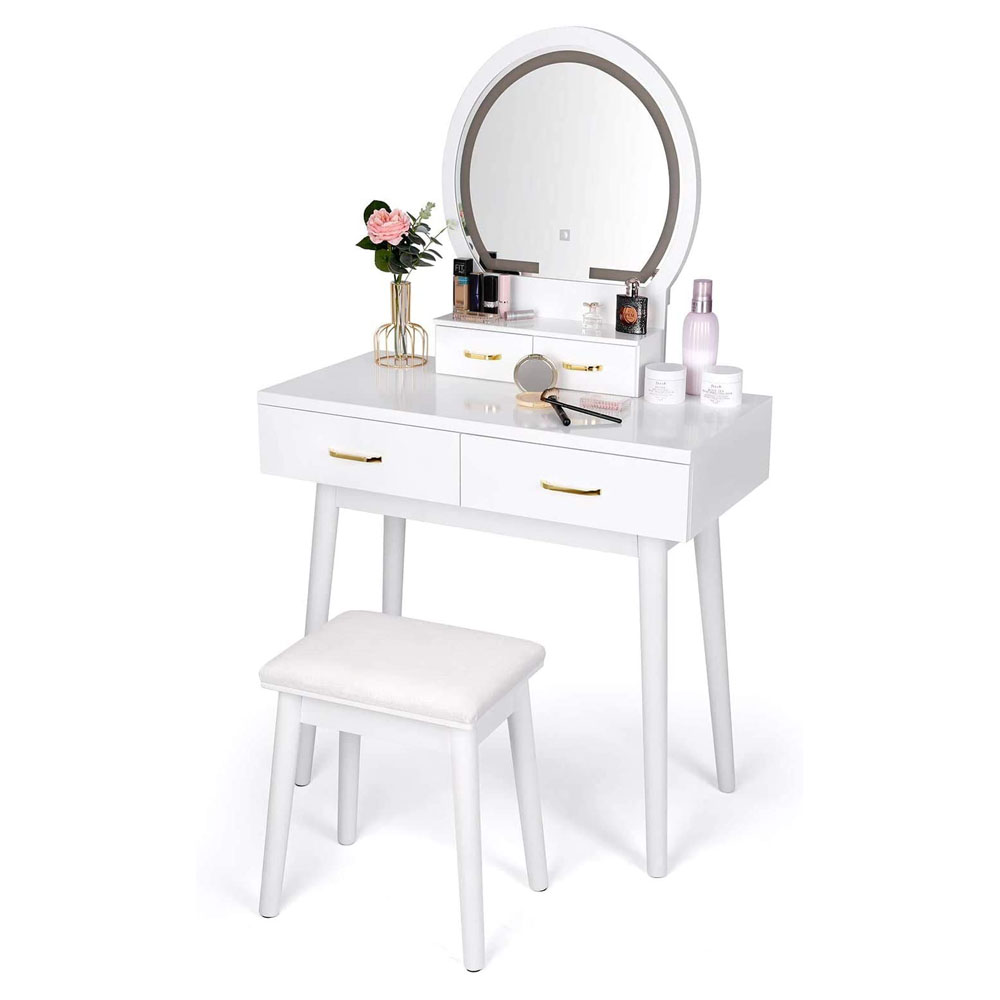 Большой Зеркальный туалетный столик для макияжа столик под макияж голливудский макияж 4 ящика набор настольного стола
