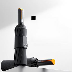 Parapluie pliant 105 cm pour femme, avec logo personnalisé, armature en fibre de verre à 10 baleines, protection UPF50, revêtement noir, idéal pour les voyages - Product Image 1