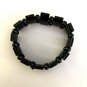 Braccialetto Magnetico Nero da Uomo per Terapia della Salute con Turchese e Design Spirituale Religioso Cristiano con Gesù, San e Messia - Product Image 4