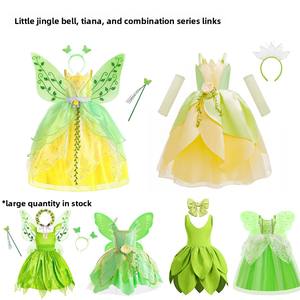 BAIGE Dropshipping TV y película de una pieza verde elfo <span class=keywords><strong>princesa</strong></span> Tiana Fairy <span class=keywords><strong>Tinkerbell</strong></span> vestido de disfraz de actuación para niñas - Product Image 4