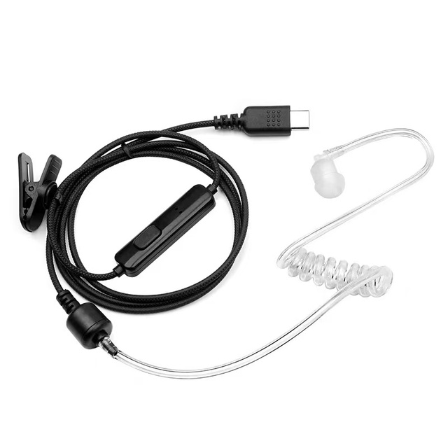 Factory Wholesale Two Way Radio Wired Air Tube Earphone Mic Type-C Walkie Talkie Earpiece Active Noise Cancellation 1.2M Cord