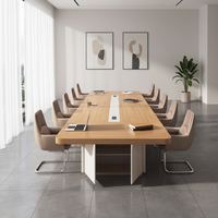 Grande table de conférence rectangulaire en bambou pour 16 personnes, idéale pour la formation en entreprise, longue, moderne, minimaliste, librement combinable, table de bureau