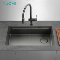 NUOMI BERTHA Évier de cuisine moderne à cascade en acier inoxydable Évier de cuisine multifonctionnel Organisateur de lavabo de cuisine fait à la main Évier de cuisine intelligent