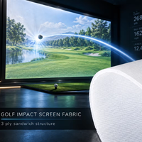 Tissu de projection ignifuge et silencieux pour simulateur de golf intérieur 4K HD, structure triple couche de 3,2 m de large