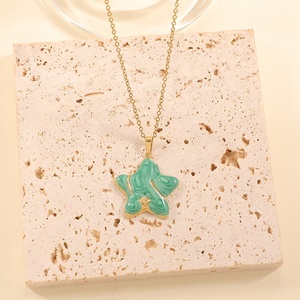 Collar coreano de la marca Jingciren Boutique, con diseño de gota de aceite, cadena para clavícula, no se desvanece, de acero inoxidable chapado en oro. - Product Image 2