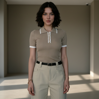Haut court en soie et coton à imprimé animal pour femme, col rabattu, coupe ajustée, sexy, été, vente en gros, ODM personnalisé, faible MOQ, séchage rapide