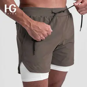 Großhandel Shorts für Männer Hochwertige benutzer definierte Herren Shorts 2 In 1 Running Polyester Gym Shorts Herren