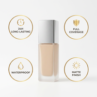 Fond de Teint Liquide Coréen Marque Blanche Couvrance Totale Fini Mat Anti-Sébum Imperméable Longue Tenue 24H Logo Personnalisé Petit Format
