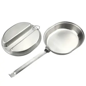 In Stock Hot sale Camping Cookware Stainless Steel Mess Tin Lunch Box Canteen Mess Kit