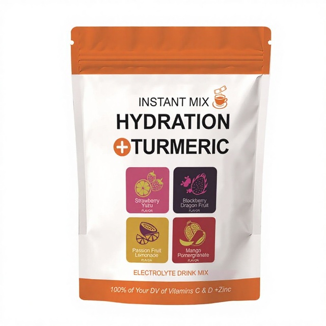 Instant Mix Hydration Turmeric Electrolyte Drink Powder Mix Mixed Flavors for Adults
