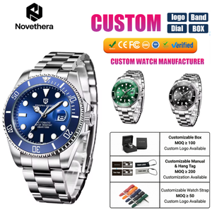 Montre mécanique de plongée pour homme DESIGN PD-1639, mouvement japonais <span class=keywords><strong>NH35</strong></span>, étanche 10 BAR, affichage de la date, bracelet en acier inoxydable - Product Image 1