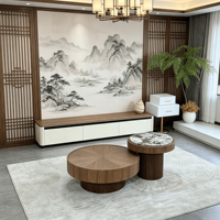 Modernes Rundes Holz-Couchtisch-Set Beliebter Wohnzimmer-Teetisch Hochwertiges Apartment-Luxus-Couchtisch-Set