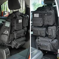 Organisateur de siège arrière de voiture tactique en nylon Oxford rouge/noir durable, 5 pochettes Molle détachables, 8-11 compartiments, 107x52cm, marque OEM