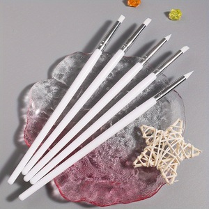 5 pz/borsa Pink Nail Art punting Painting punte in acciaio inox cera strumenti per Manicure in <span class=keywords><strong>Silicone</strong></span> scultura goffratura penne intaglio penne per unghie - Product Image 3