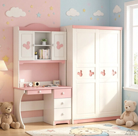 Armoire rose pour chambre à coucher, armoire pour filles, armoire à portes coulissantes pour appartement locatif, armoire à assembler