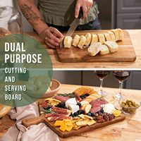 Planche à découper en bois d'acacia de qualité alimentaire avec poignée portable, planche de service en bois, plateau à fromage, pain, pizza, planche à découper de cuisine
