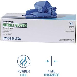 Guantes de Nitrilo Desechables Boardwalk Serie 380, Sin Polvo, Extra Grandes, 4 Mil de Grosor, 9.5 Pulgadas, Azules, 100 Unidades por Paquete - Product Image 4