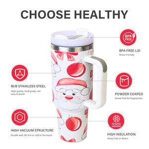 Tasse de Noël gravée en acier inoxydable H2.0 40 oz avec poignée - Product Image 3