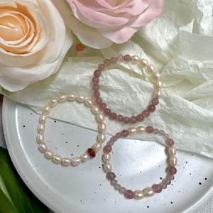 Marée Bijoux Fleur De Pêche Métaphysique Fraise Cristal Naturel Perle D'eau Douce Doux Mignon Nouveau Style Chinois Bracelet - Product Image 1