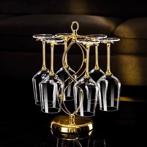 Support à verres à vin de style européen en fil de fer rond suspendu 35,5 cm, porte-gobelets de luxe rétro pour fête - Product Image 2