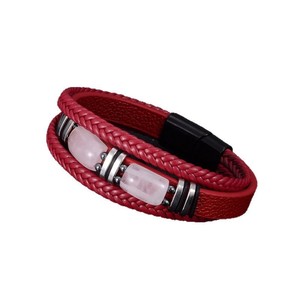 <b>Red</b> Leather <b>Bracelet</b> With Natural Stone Beads Multi Layer Unisex Jewelry Gift 7.5 8.5 9 Inches Yiwu Origin - Product Image 4