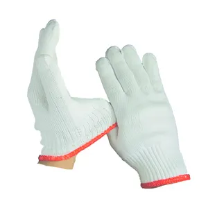 Low Price Wholesale Breathable Knitted White Veil Material Nylon Polyester Working Gloves