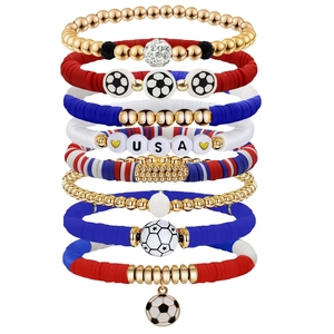 Juego de Pulseras de Fútbol con Banderas de Estados Unidos, Canadá y México, Pulseras Apilables con Dijes de Bandera para Fanáticos, Recuerdos para el Día del Partido, Paquete de Regalo Deportivo - Product Image 5