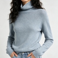 Pull en cachemire pur à col roulé de style simple européen et américain pour femmes, tricoté sur mesure